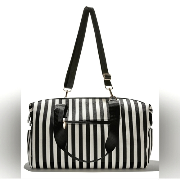 Alice + Olivia, Duffle Bag, Black and White‎ Stripe, NWT - Picture 2 of 11